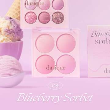 Dasique Blending Mood Cheek #08 Blueberry Sorbet | 4 Blendable Shades in Lightweight Smooth Powder | Vegan | Blush