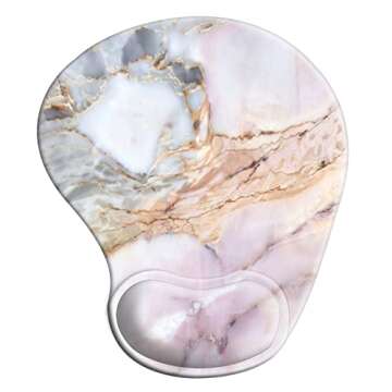 iDonzon Ergonomic Mouse Pad with Wrist Rest Support Gel, Cute Wrist Pad with Non-Slip Rubber Base, Easy Typing & Pain Relief, Colorful Marble