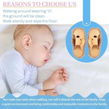 Frjjthchy Cartoon Dog Mop Slippers Microfiber Clean Dusting Slippers Detachable Mopping Shoes for Office Home Room (Khaki)