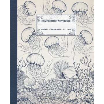 Composition Notebook: College Ruled | Vintage Jellyfish Composition Notebook | Antique Style | Sea L...