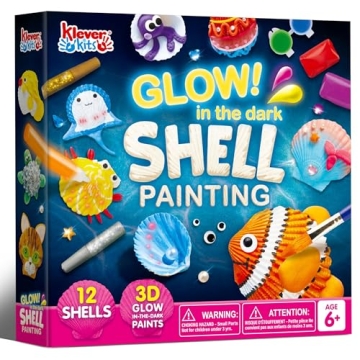 Klever Kits 12 Kids Sea Shell Painting Kit-Glow in The Dark-Arts & Crafts for Boys and Girls Ages 6-...