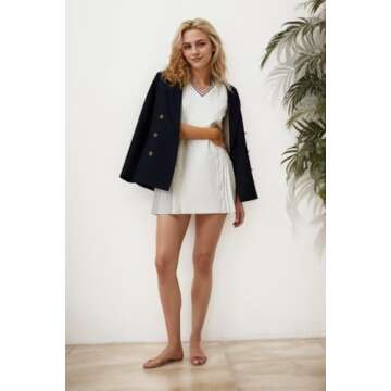 Kedera Tennis Dress for Women Golf Outfits Sleeveless Active Exercise Athletic Dresses for Women Pleated Summer Dress White