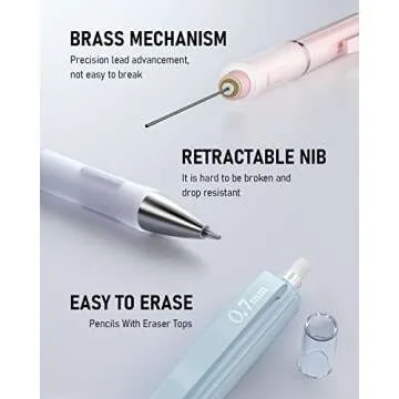 Nicpro 6PCS Pastel Mechanical Pencil Set with Lead Refills