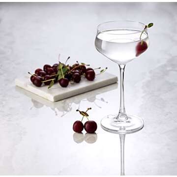 JoyJolt Crystal Cocktail Glasses - Coupe Glasses Made in Europe, 9.2oz Martini Glasses, Set of 2 Martini Glass for Cocktails, Summer Drinks, Champagne - coupe cocktail glass set