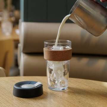 KeepCup 16oz Reusable Coffee Cup - Toughened Glass & Natural Cork Band