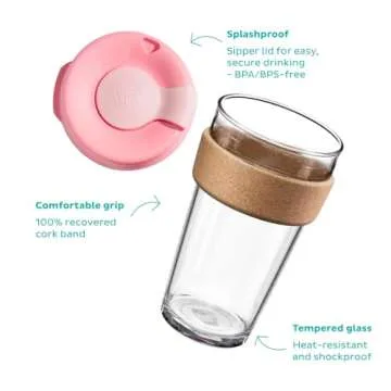 KeepCup 16oz: Stylish Reusable Coffee Cup with Cork Band