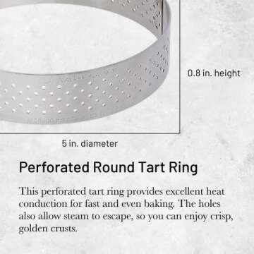 de Buyer Perforated Round Tart Ring - 5” Diameter, 0.8” Height - Perfect for Baking Beautifully ...