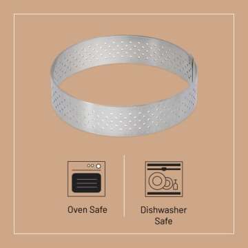 de Buyer Perforated Round Tart Ring - 5” Diameter, 0.8” Height - Perfect for Baking Beautifully Crisp Tarts - Easy to Use & Clean - Made in France