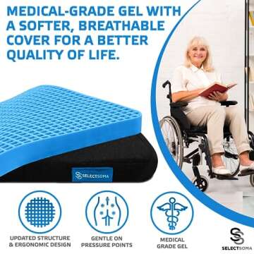 SelectSoma Travel Gel Seat Cushion for Fast Relief and Comfort