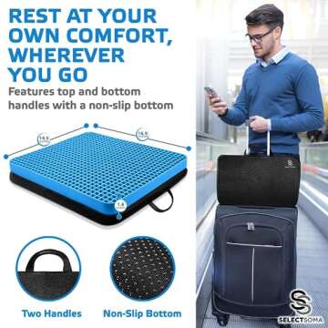 SelectSoma Travel Gel Seat Cushion for Fast Relief and Comfort