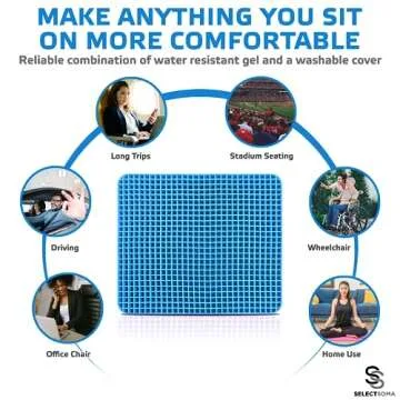 SelectSoma Travel Gel Seat Cushion for Fast Relief and Comfort