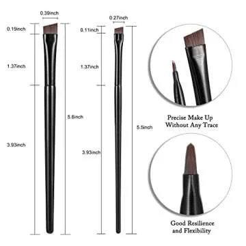 Etercycle Fine Angled Eyeliner Brushes, Eye Liner brush, Ultra Thin Slanted Flat Angle for Beauty Cosmetic Tool