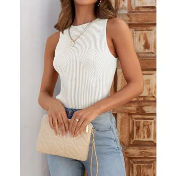 ZESICA Women's Stylish Ribbed Tank Top for Summer