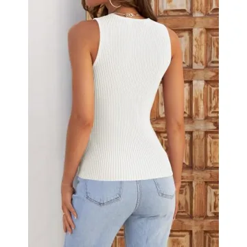 ZESICA Women's Stylish Ribbed Tank Top for Summer