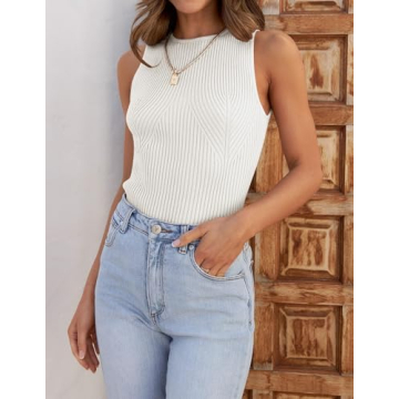 ZESICA Women's Stylish Ribbed Tank Top for Summer