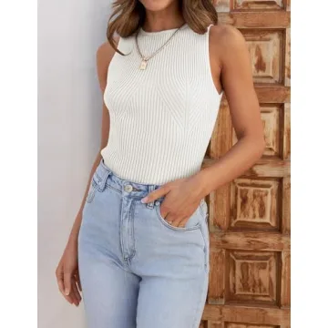 ZESICA Women's Stylish Ribbed Tank Top for Summer