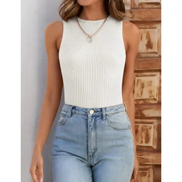 ZESICA Women's Stylish Ribbed Tank Top for Summer