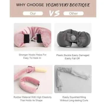 YOSHUYUKI Heatless Curls Overnight Rods No Heat Hair Curlers to Sleep Jumbo Foam Large Hair Rollers for Long Short Hair Heatless Curling Rod Set Styling Tools with Satin Wrap for Sleeping Pink