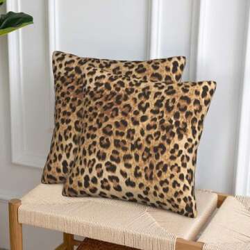 Leopard Pillow Covers 18x18 in Couch Pillow Case Sets of 2 Modern Decorative Square Throw Pillows for Home Living Room Bedroom Bed Cushion Outdoor