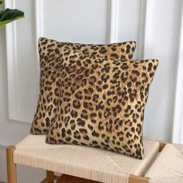 Stylish Leopard Pillow Covers 18x18 Set of 2 for Home