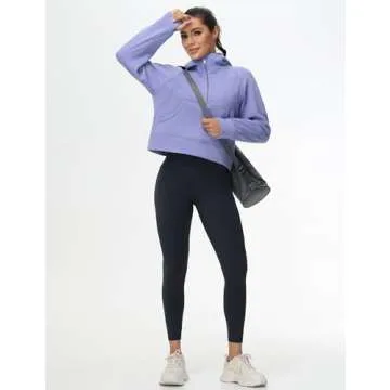 Stylish Women's Fleece Half Zip Hoodie with Thumb Holes