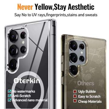 Oterkin Magnetic for Samsung Galaxy S25 Ultra Case Clear [Compatible with MagSafe][Anti-Yellowing][Built-in 4 Airbags][Military Grade Protection][Shockproof Slim] S25 Ultra Phone Case (Clear)