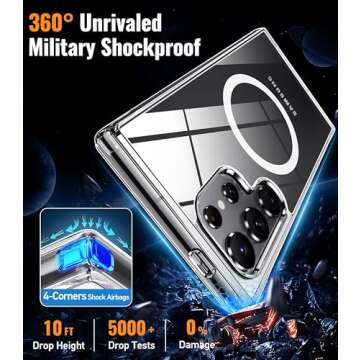 Oterkin Magnetic for Samsung Galaxy S25 Ultra Case Clear [Compatible with MagSafe][Anti-Yellowing][Built-in 4 Airbags][Military Grade Protection][Shockproof Slim] S25 Ultra Phone Case (Clear)
