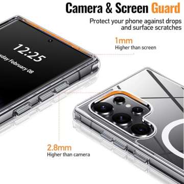 Oterkin Magnetic for Samsung Galaxy S25 Ultra Case Clear [Compatible with MagSafe][Anti-Yellowing][Built-in 4 Airbags][Military Grade Protection][Shockproof Slim] S25 Ultra Phone Case (Clear)