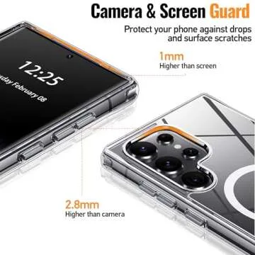 Oterkin Magnetic for Samsung Galaxy S25 Ultra Case Clear [Compatible with MagSafe][Anti-Yellowing][Built-in 4 Airbags][Military Grade Protection][Shockproof Slim] S25 Ultra Phone Case (Clear)