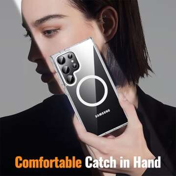 Oterkin Magnetic for Samsung Galaxy S25 Ultra Case Clear [Compatible with MagSafe][Anti-Yellowing][Built-in 4 Airbags][Military Grade Protection][Shockproof Slim] S25 Ultra Phone Case (Clear)