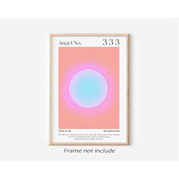 Colorful Gradient Aura Angel Numbers Poster Sets for Room Aesthetic Inspirational Quotes Canvas Wall...