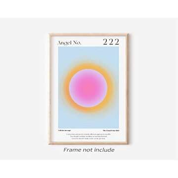 Colorful Gradient Aura Angel Numbers Poster Sets for Room Aesthetic Inspirational Quotes Canvas Wall Art Paintings Abstract Minimalist Y2k Style Room Wall Decor for Bedroom Office 12x16in Unframed