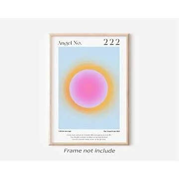 Colorful Gradient Aura Angel Numbers Poster Sets for Room Aesthetic Inspirational Quotes Canvas Wall Art Paintings Abstract Minimalist Y2k Style Room Wall Decor for Bedroom Office 12x16in Unframed