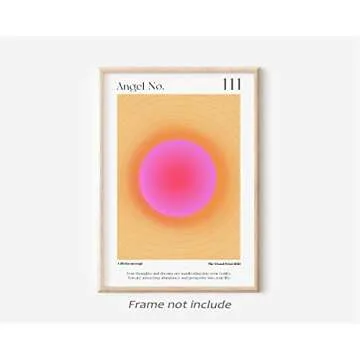 Colorful Gradient Aura Angel Numbers Poster Sets for Room Aesthetic Inspirational Quotes Canvas Wall Art Paintings Abstract Minimalist Y2k Style Room Wall Decor for Bedroom Office 12x16in Unframed