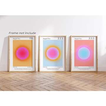 Colorful Gradient Aura Angel Numbers Poster Sets for Room Aesthetic Inspirational Quotes Canvas Wall Art Paintings Abstract Minimalist Y2k Style Room Wall Decor for Bedroom Office 12x16in Unframed