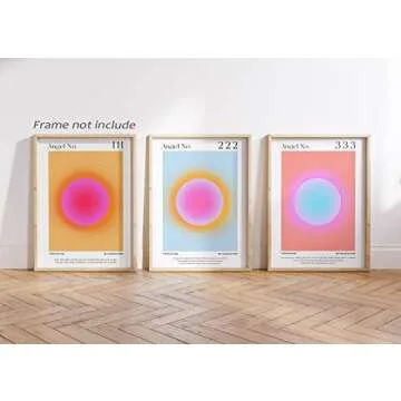 Colorful Gradient Aura Angel Numbers Poster Sets for Room Aesthetic Inspirational Quotes Canvas Wall Art Paintings Abstract Minimalist Y2k Style Room Wall Decor for Bedroom Office 12x16in Unframed