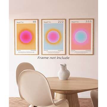 Colorful Gradient Aura Angel Numbers Poster Sets for Room Aesthetic Inspirational Quotes Canvas Wall Art Paintings Abstract Minimalist Y2k Style Room Wall Decor for Bedroom Office 12x16in Unframed