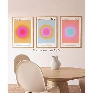 Colorful Gradient Aura Angel Numbers Poster Sets for Room Aesthetic Inspirational Quotes Canvas Wall Art Paintings Abstract Minimalist Y2k Style Room Wall Decor for Bedroom Office 12x16in Unframed