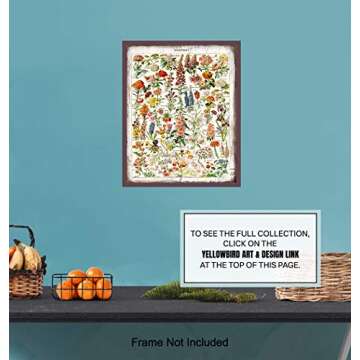 Rustic Botanical Fleurs Flowers Chart - Living Room, Bedroom Home Decor - French Vintage Sign Wall Art - Adolphe Millot Gift -8x10 Boho Country Shabby Chic Farmhouse Style Picture Poster Print