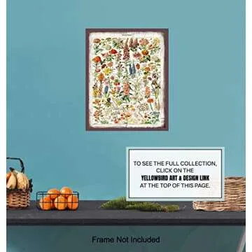 Rustic Botanical Fleurs Flowers Chart - Living Room, Bedroom Home Decor - French Vintage Sign Wall Art - Adolphe Millot Gift -8x10 Boho Country Shabby Chic Farmhouse Style Picture Poster Print