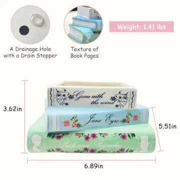 Scuyari Small Book-Shaped Decorative Planter - Ceramic Book Vase for Flowers Cute Bookshelf Home Bed...
