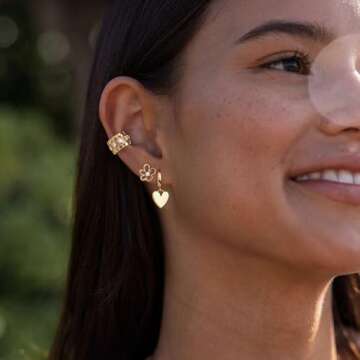 MYEARS Women Heart Earrings Gold Huggie Hoop Dangle Drop 14K Gold Plated Small Simple Hypoallergenic...