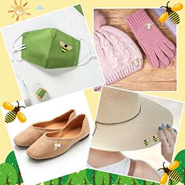 Quelay 32 Pieces Bee Charm Pendants with Rhinestone Enamel Bee Pendant Crafts Honeybee Pendant Charms Honeybee Pendants Embellishments with Rhinestone Bee Pendant Bulk for Jewelry Making