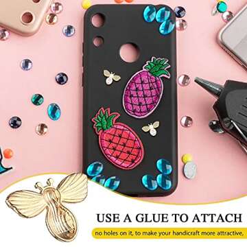 Quelay 32 Pieces Bee Charm Pendants with Rhinestone Enamel Bee Pendant Crafts Honeybee Pendant Charms Honeybee Pendants Embellishments with Rhinestone Bee Pendant Bulk for Jewelry Making