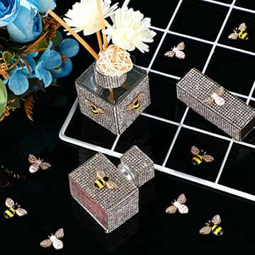 Quelay 32 Pieces Bee Charm Pendants with Rhinestone Enamel Bee Pendant Crafts Honeybee Pendant Charms Honeybee Pendants Embellishments with Rhinestone Bee Pendant Bulk for Jewelry Making