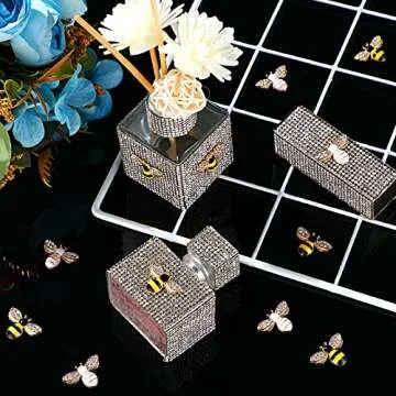 Quelay 32 Pieces Bee Charm Pendants with Rhinestone Enamel Bee Pendant Crafts Honeybee Pendant Charms Honeybee Pendants Embellishments with Rhinestone Bee Pendant Bulk for Jewelry Making