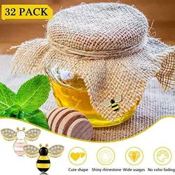 Quelay 32 Pieces Bee Charm Pendants with Rhinestone Enamel Bee Pendant Crafts Honeybee Pendant Charms Honeybee Pendants Embellishments with Rhinestone Bee Pendant Bulk for Jewelry Making