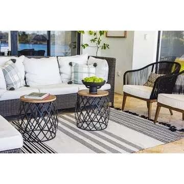 Balls and Pedestal Bowl Set Textured Black Ceramic Decorative Bowl with Succulent Balls for Counter Top, Farmhouse Table Centerpiece, Living Room, Kitchen Decor