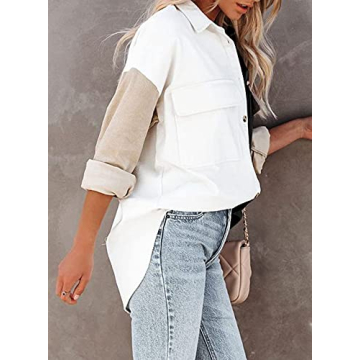 Dokotoo Women's Color Block Corduroy Shacket for All Seasons