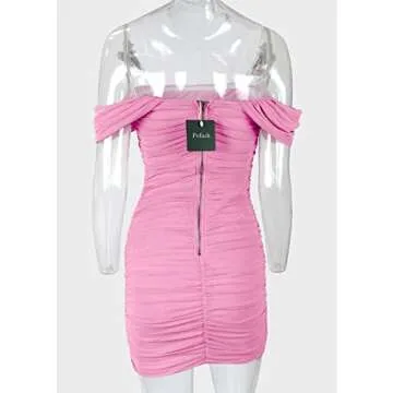 Pofash Women's Sexy Ruched Party Cocktail Dress - Perfect Fit